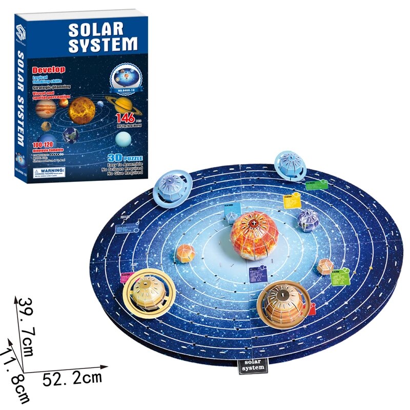 Puzzle 3D Sistemul Solar cu 8 Planete. 146 de piese. Decorativ și educațional