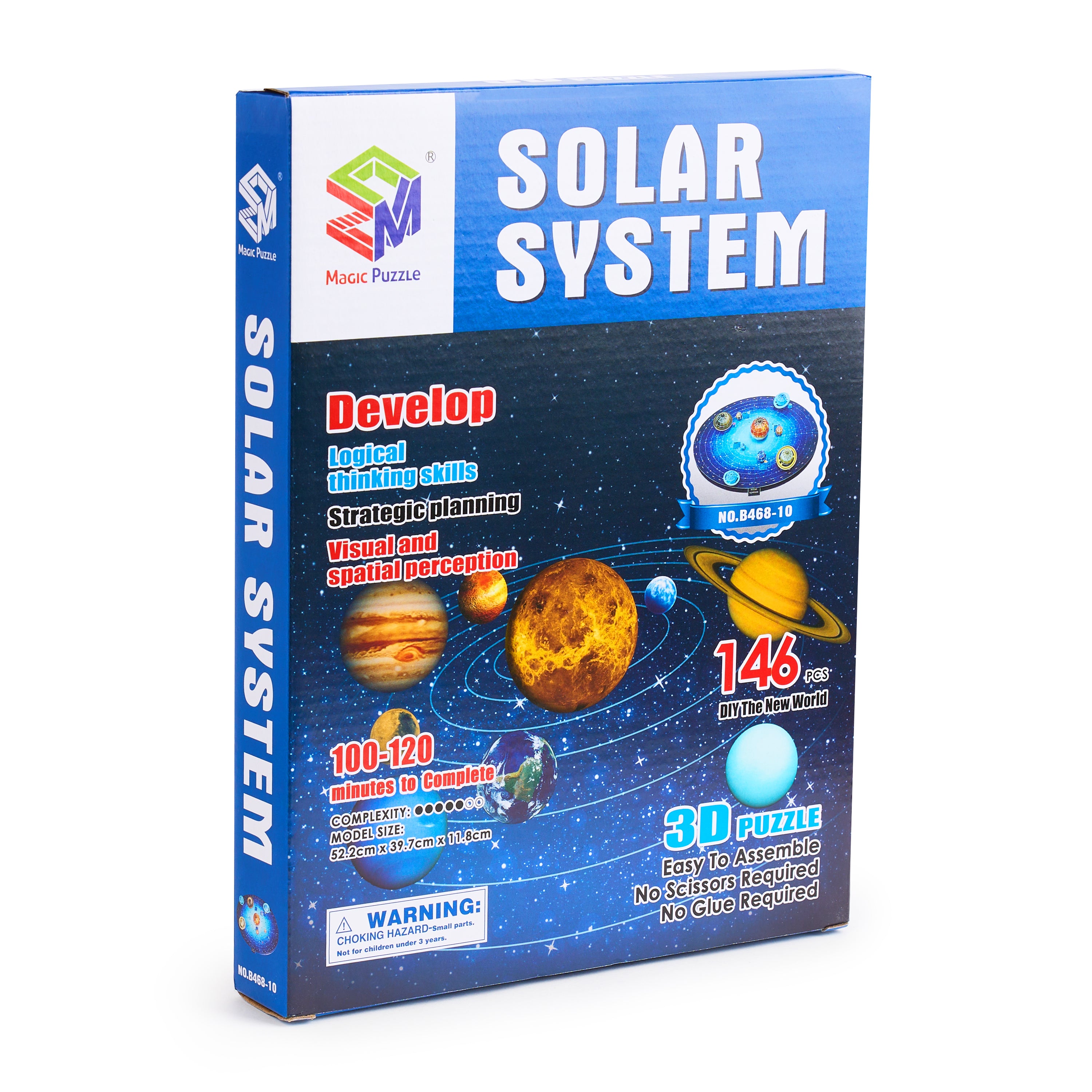 Puzzle 3D Sistemul Solar cu 8 Planete. 146 de piese. Decorativ și educațional